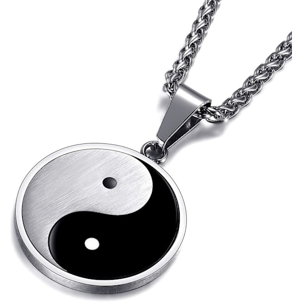 Ruostumattomasta teräksestä valmistettu Yin Yang Taichi -riipus kaulakoru miehille, paketti