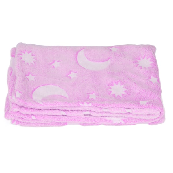 1,5x2m lysende tæppe dobbeltsidet flannel Star Moon Design blødt lys i mørke tæppe til børn Lilla