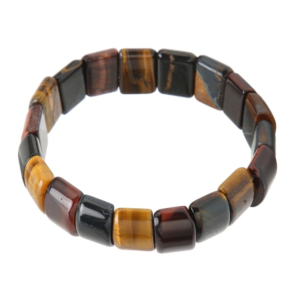 Tiger Eye armbånd blandet farge firkantede perler Unisex naturstein armbånd for menn kvinner