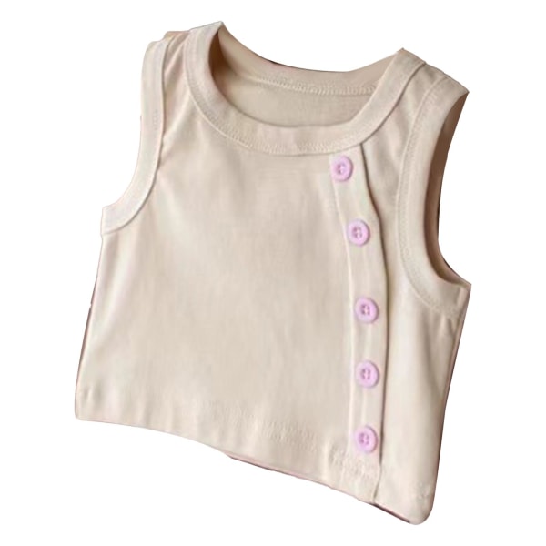 Kid Girl Crewneck Tank Top Sommer Uformell Fasjonabel Button Ermeløs skjorte Bluse til fest Rosa 100