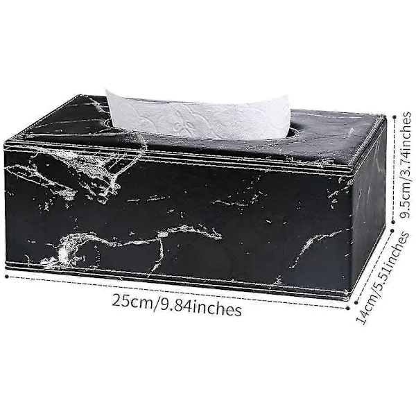 Rektangulær Tissue Box i Lær (svart marmor)