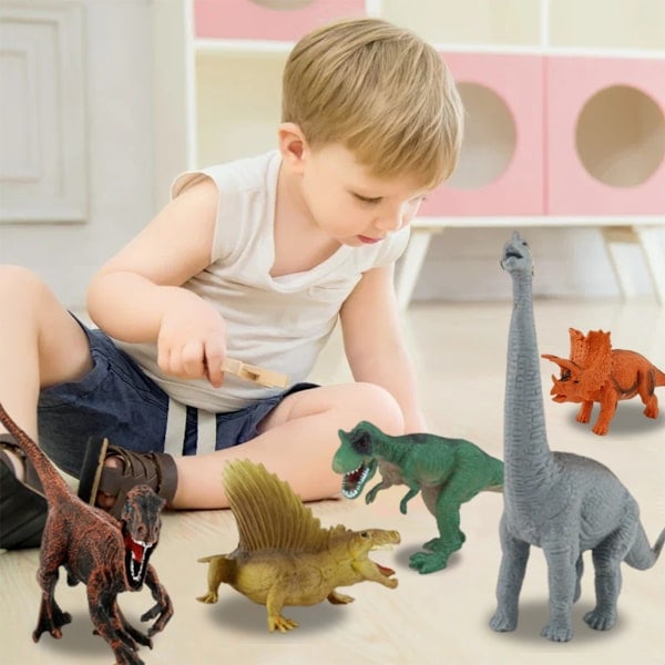 6 stk. Dinosaurie Træk Tilbage Bil Børnemodel Simulering Brachiosaurus Tyrannosaurus Legetøj