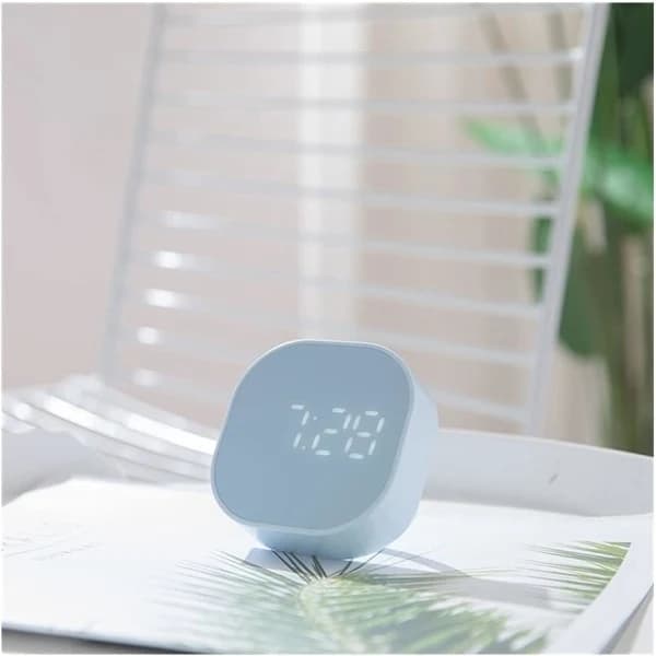 1 st LED Multifunktionell Liten Väckarklocka, Tyst Belysning Elektronisk Bordsklocka (Blå)