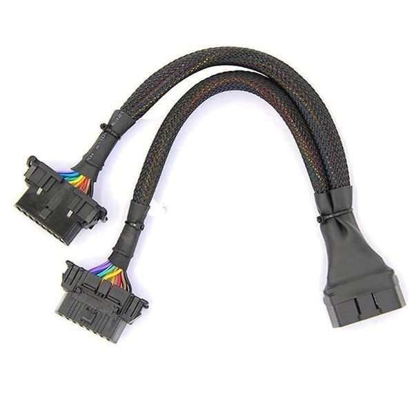 2 stk. 2-i-1 OBD2-forlængerkabel Obdii Han til 2 Hun-stik Splitter Bil Computerforbindelse Konvertering