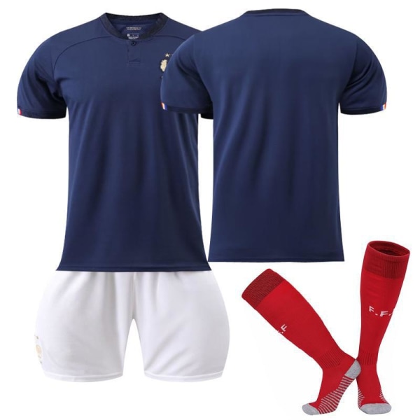 2022 Frankrig VM nr. 10 Mbappe 19 Benzema 11 Dembele 9 Giroud trøje børns fodbolddragt No size socks #2XL