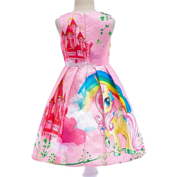 Lito Angels Barn Flickor Rainbow Unicorn Dress Kostym Fancy Dress Up Kläder Halloween Party pink 140cm
