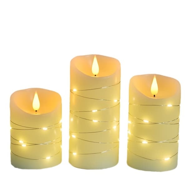 LED-ljus med flimrande låga och fjärrkontroll (3-pack) 0—pa