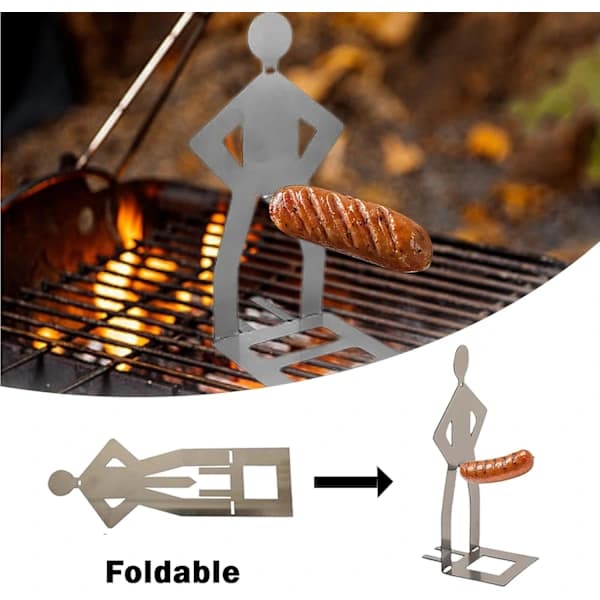 3-pak pølsegrillholdere i rustfrit stål, foldbare genanvendelige stegegafler til camping, picnic, baghave-grill