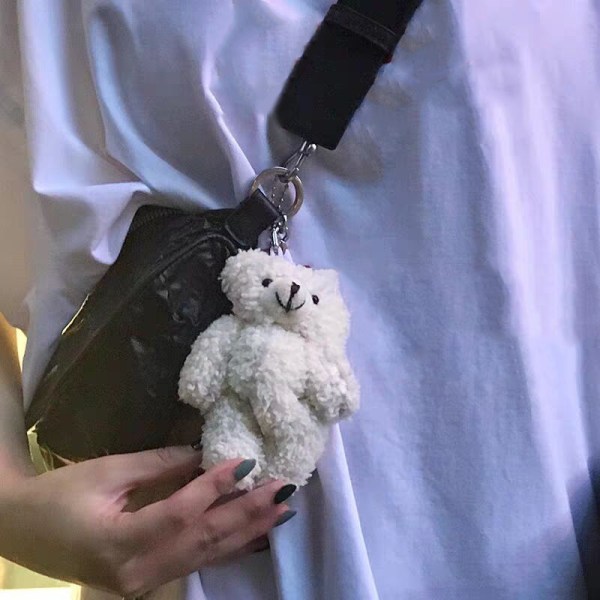 Bear avaimenperä riipus söpö muotoinen pieni hieno ja mukava pehmolelu koululaukkuun käsilaukkuun valkoinen