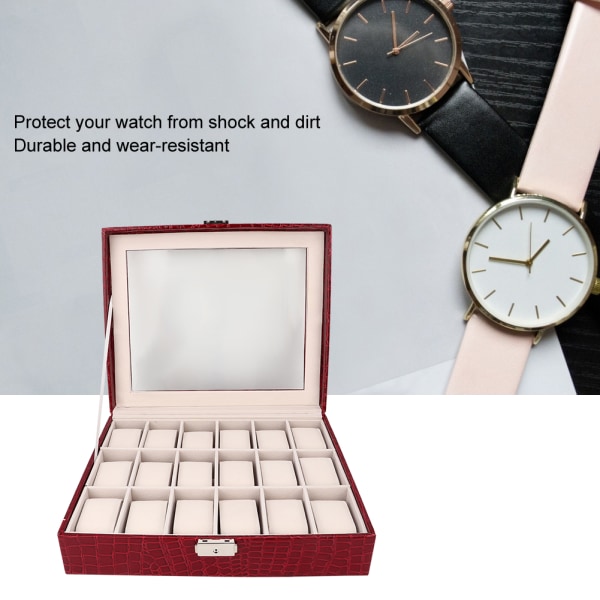 PU-nahkainen 18 Grid Unisex mekaaninen watch näyttölaatikko Watch säilytyskotelo