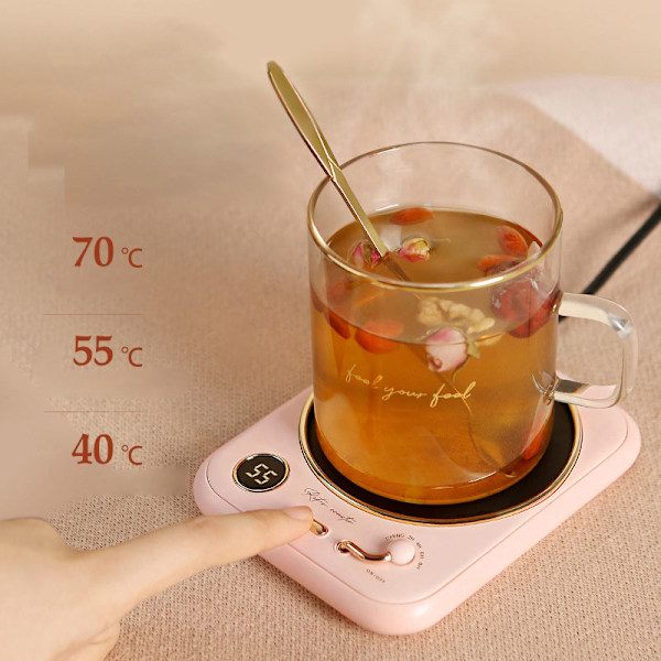 Constant Temperature Heating Coaster, Warm Coaster for Office, Coffee - Pink