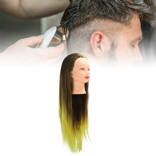 Hårflettehodesimulering Kompakt frisørmannekenghode med blekkgult hår for frisør