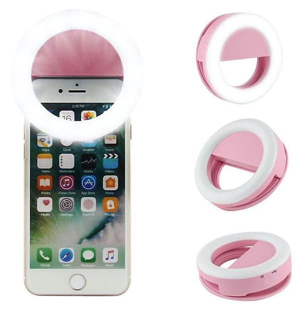 Genopladelig Smart Mobil Selfie Ring Light Lampe! Pink