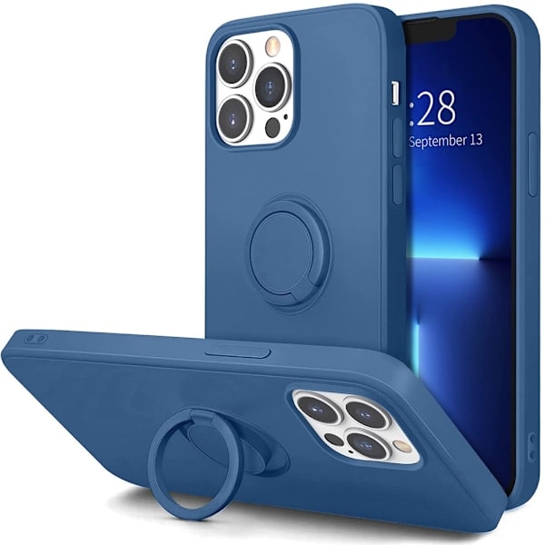 iPhone 12/12 Pro - Silikonskal med Magnetisk Ringhållare Välj Färg Blå