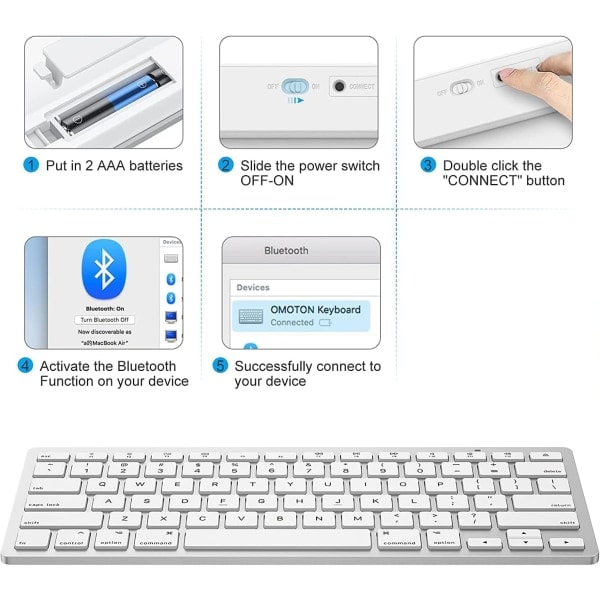 Bluetooth-tangentbord för Mac, kompakt trådlöst tangentbord kompatibelt