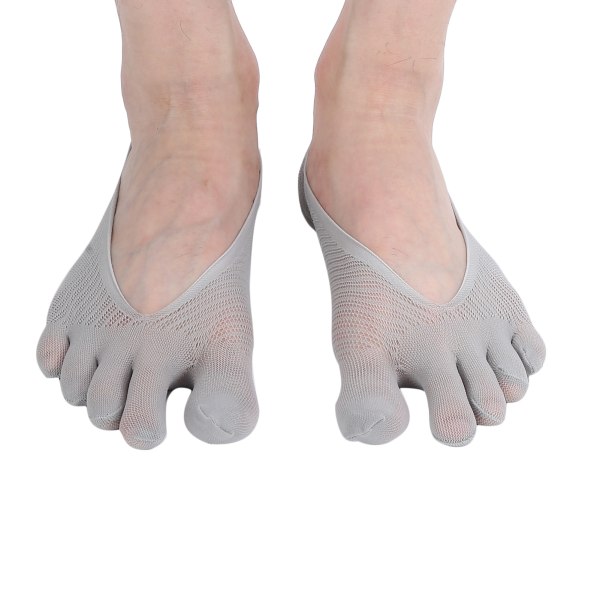 Tåsokker for kvinner No Show Low Cut Tynne Sklisikker Usynlige pustende sokker med Gel TabGray