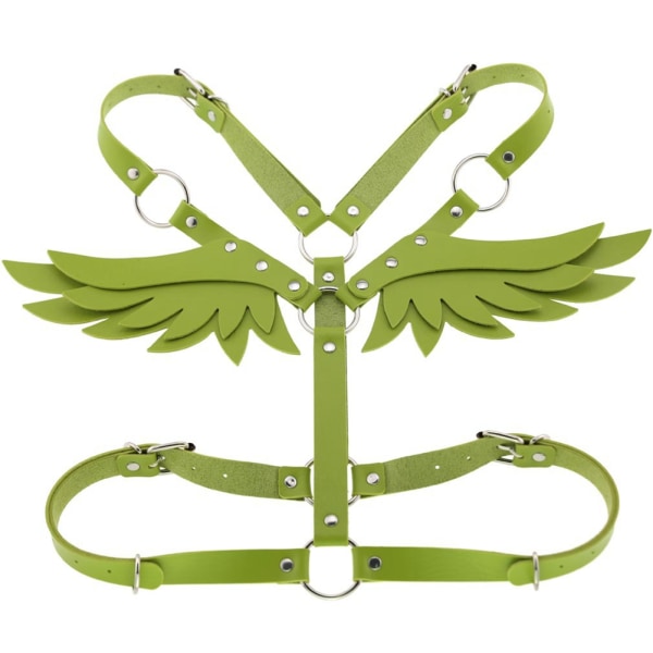 AngeL's Wing Dame Læder Korset Krydset Strap Suit Body BH Taljebælte Bondage (grøn)