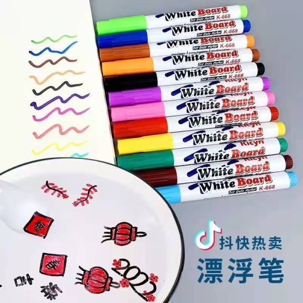 812 färger Whiteboard-pennor Vattenbaserad raderbar Whiteboard-penna Present till elever Barn Lärare 12 färger