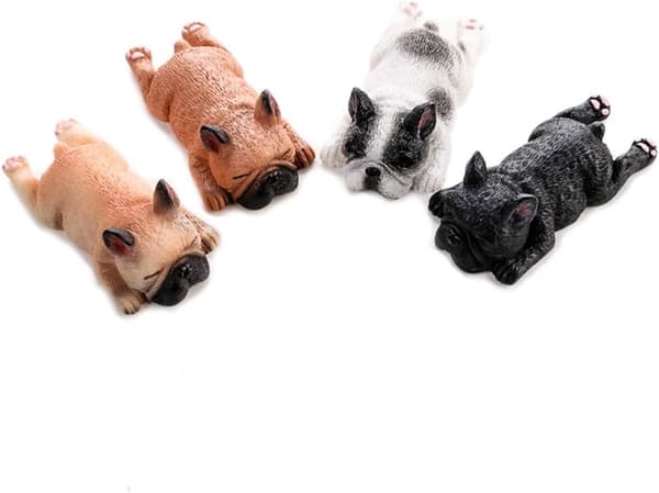 4-pack 3D Kylskåpsmagnet Fransk Sovande Bulldog