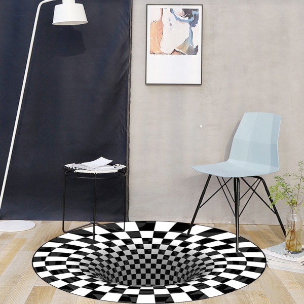 3D Rundt Tæppe Tæppe Stue Dørmåtte Sofabord Tæppe 3D Optisk Dekorativt tæppe til Soveværelse Spisestue Kontor