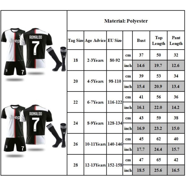 Barnfotballtrøye Ronaldo #7 Jersey Barn Treningssett Sport Fotballtrøyer 28# 28#