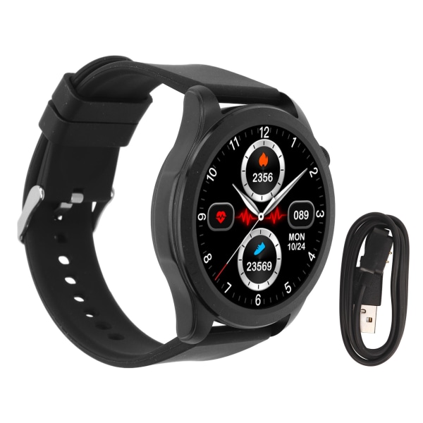 Blodsukker Smart Watch Activity Fitness Tracker Søvnmonitor 1,39 tommer fuld berøringsskærm IP68 vandtæt ur