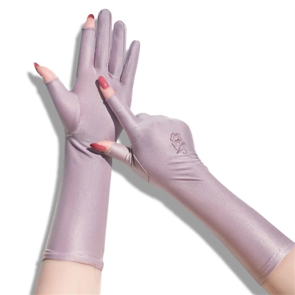 Dam Flickor Mellanlånga Elastiska Handskar Sommarhandskar för Bilkörning grey