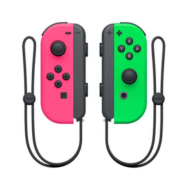 NS switch vänster och höger handtag joycon handtag switch bluetooth handtag med fjärrväckning och handrem Pink green handle