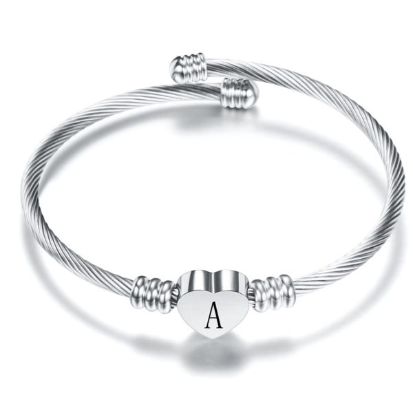 Armbånd i titanstål Elegant klassisk enkelt design Armbånd i hjerteform for kvinner
