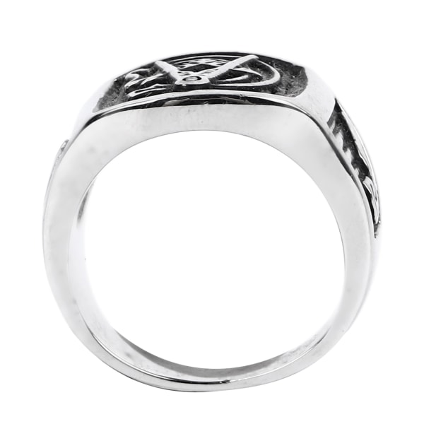 Gravert ring i rustfritt stål Forhindrer oksidant Fasjonabel antikk Utsøkt elegant ring for daglig hvit størrelse 8