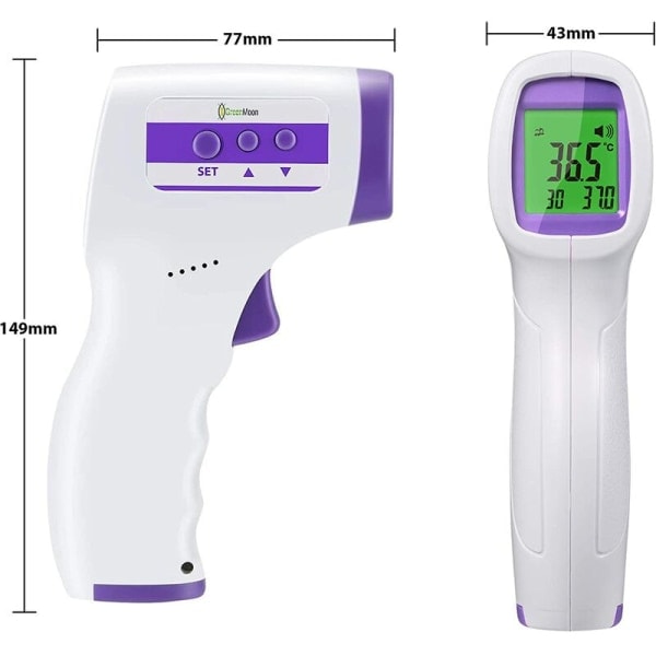 Pann termometer infraröd termometer för vuxna, kontaktfri termometer, LCD-display, minnesfunktion, infraröd termometer för barn, vuxna, objekt