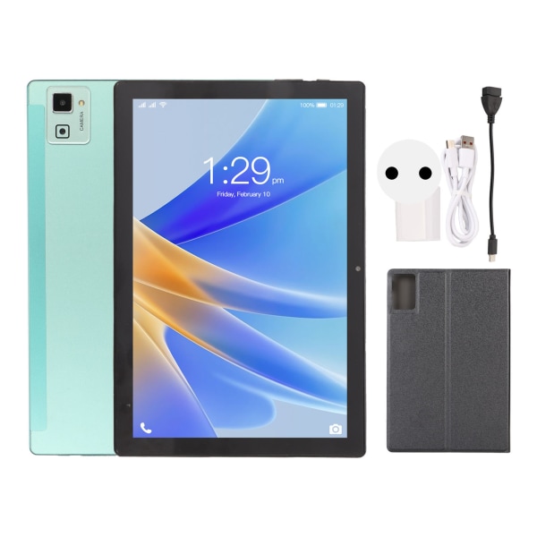 10,1 tuuman tabletti Android 12:lle case 8 Core CPU 6 Gt 128 Gt 5G WIFI FHD Tablet 100–240 V Green EU Plug