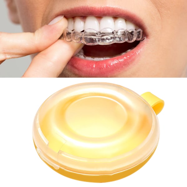 Tandproteser Bøjler Opbevaringsboks ABS Støvforebyggelse Ortodontisk holder Opbevaringsbeholderkasse Gul