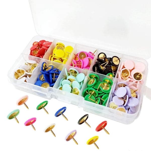 300-pack Stålspetsar Push Pins Plast