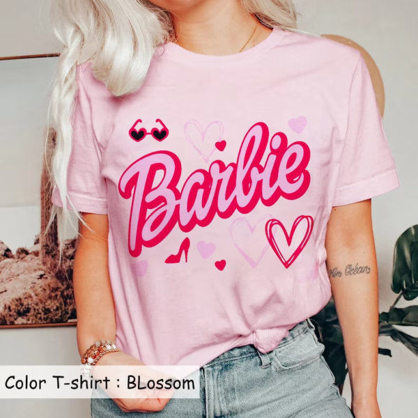 Barbie Trykket T-skjorte Kvinne Sommer Topp T-skjorte GH1014-K S