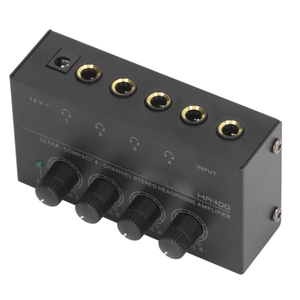 HA400 Ultra Compact 4-kanals stereohodetelefonforsterker Lavstøy-øretelefonforsterker 100?240V EU-plugg