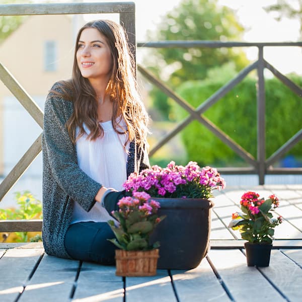 Blomsterkasse i tre - sett med 3