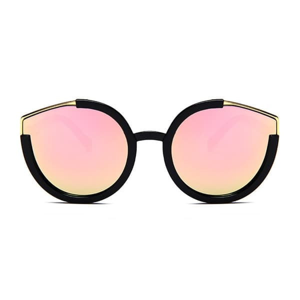 Runde Sorte Solbriller Rosa Spejlglas—pa
