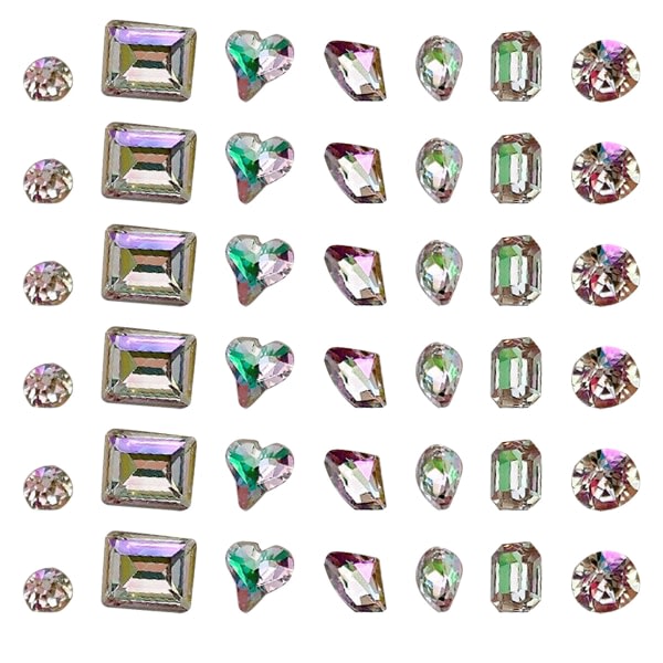 70 stykker Multi Shapes Glass Flatback Kristall Rhinestones for Nail Art Craft, Flatback Rhinestone 3D-dekorasjoner Platt Rygg Crystal Stones Gems Set