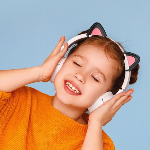 1 par hørelurar Cat Ear Cute Universal Bluetooth-kompatibelt hodesett Silikon Kitty Ørondekoration hörlurstillbehör (Farg: Vit)