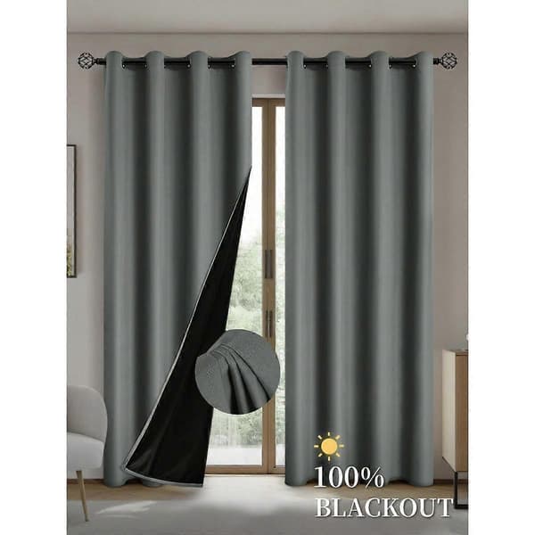Mörkläggningsgardin med isolerande foder, polyester, öljetter upptill, för vardagsrum, sovrum, kök, mörkgrå, 100x250cm, 1 panel dark grey 100X250CM 1PCS&Grommet Top