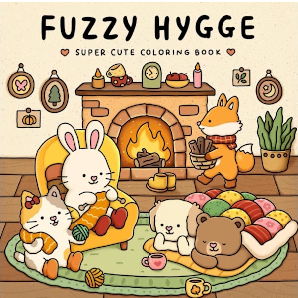 Fuzzy Hygge Fargeleggingsbok for Voksne og Tenåringer med Supersøte Dyrekarakterer med Enkle og Lette Mønstre for Avslapning Pocket.pa