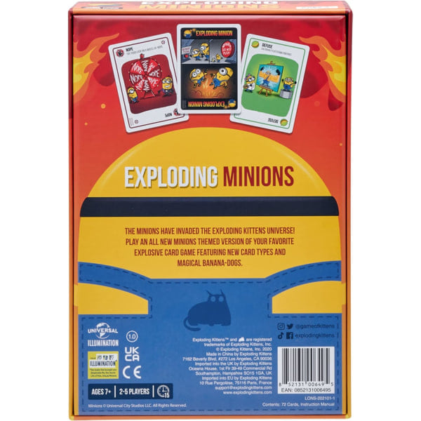 Exploding Minions by Exploding Kittens - Korttipeli aikuisille, teineille ja lapsille - Hauskoja perhepelejä - Venäläinen ruletti korttipeli