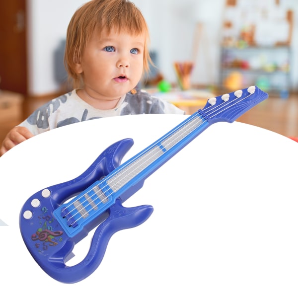 Kids Guitar Musical Toy 4 Strings Educational Music Light Clear Sound Ukulele Instrument Toy Blue