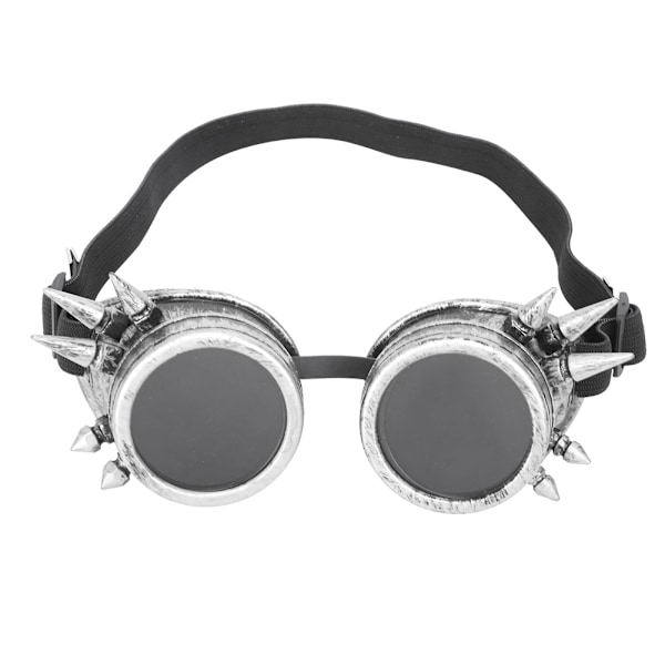 ABS Industriella Vintage Spikade Steampunk Unika Glasögon Cykelglasögon Dubbellager Vindtäta Solglasögon Antik Silver