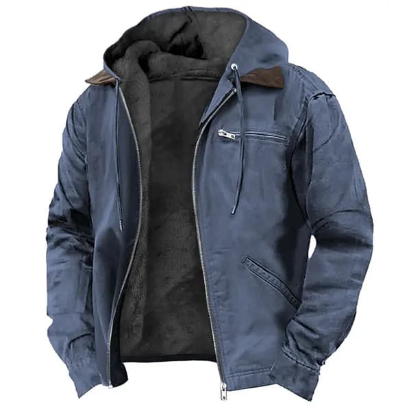 Herr casual bomullsjacka med huva och fleecefoder, kamel XL camel XL