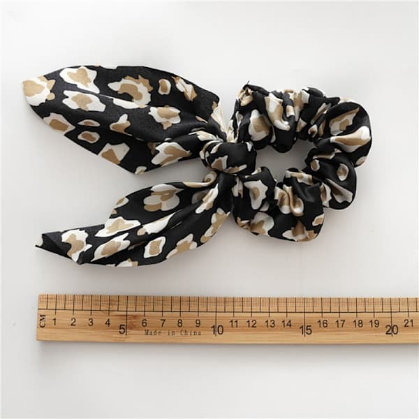 Scrunchies, leopardmønster, hestehale, chiffon