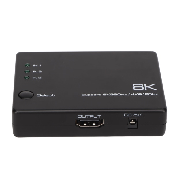 8K HD Switcher 3 In 1 Out 40 Gbps Hurtig Stabil Fjernbetjening Plug and Play HD Multimedia Switcher til TV Projektor PC
