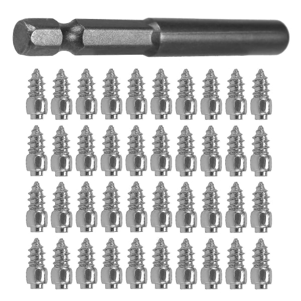 100 st dubbskruvar 9 mm + 1 st borrhylsa, automatisk bil SUV Atv halkfri skruv dubb hjul däck snö T