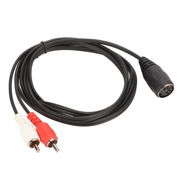 5 Pins DIN hunn til 2 RCA hannkabel Sterkt grep lydadapterkabel for CD-spiller VCR DVD 4,9 fot